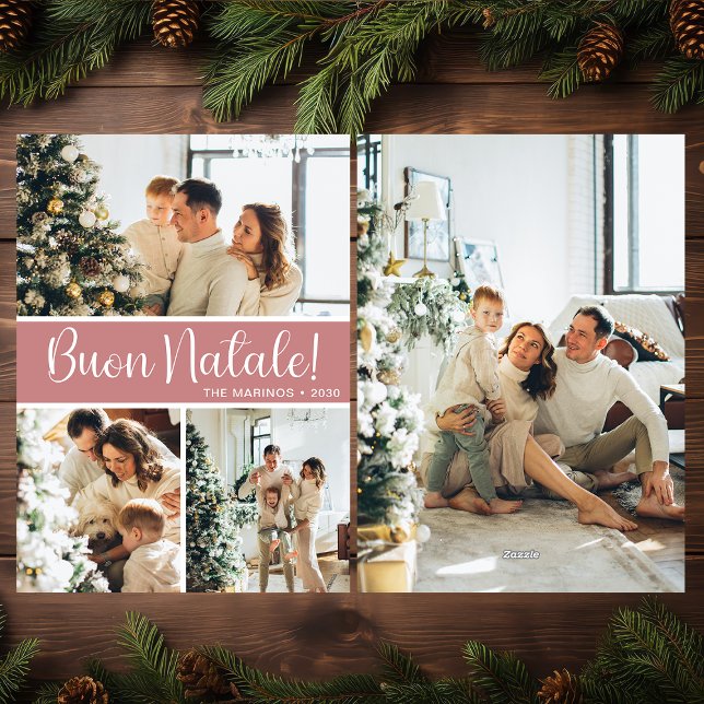 Buon Natale 4 Photo Flat Holiday Card (Creator Uploaded)