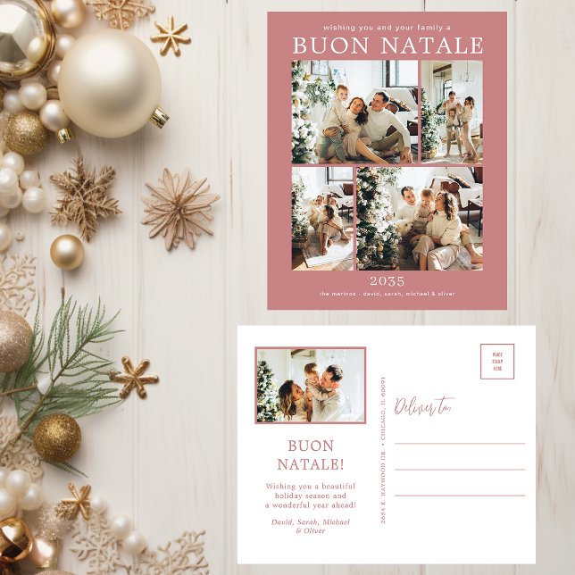 Buon Natale 5 Photo  Holiday Postcard (Creator Uploaded)