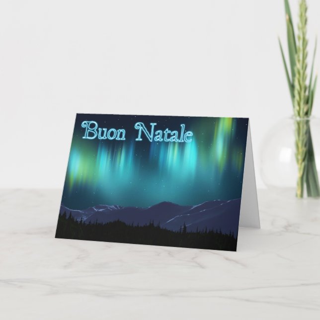 Buon Natale - Aurora Borealis Holiday Card (Front)