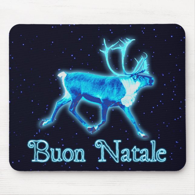Buon Natale - Blue Caribou (Reindeer) Mouse Pad (Front)