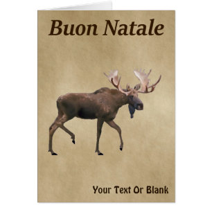 Buon Natale - Bull Moose On Old Paper