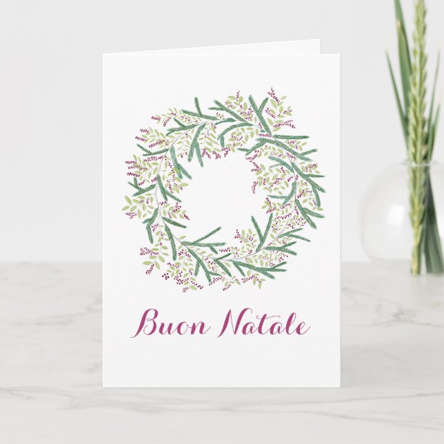 Buon Natale, carte de couronne de Noël italienne (Devant)