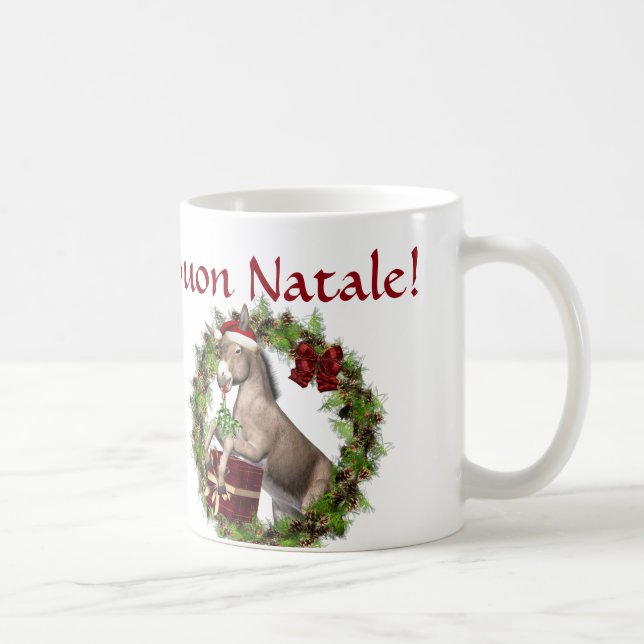 Buon Natale Christmas Donkey Santa Mug (Right)