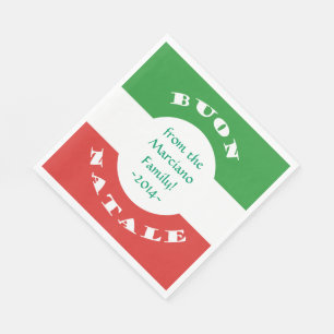 Buon Natale Christmas Party Italian Flag and Name Napkin