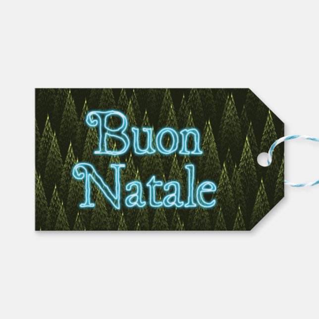 Buon Natale - Conifers Gift Tags (Front (Horizontal))