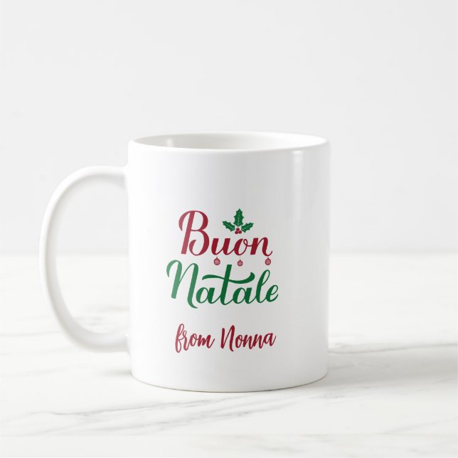 Buon Natale Custom Italian Christmas Coffee Mug (Left)