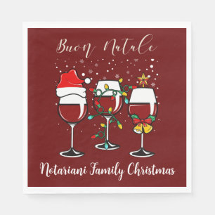 Buon Natale Festive Wine Glass Italian Christmas Napkin
