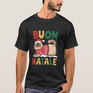 Buon Natale Himalayan Cat Christmas Italy Santa T-Shirt