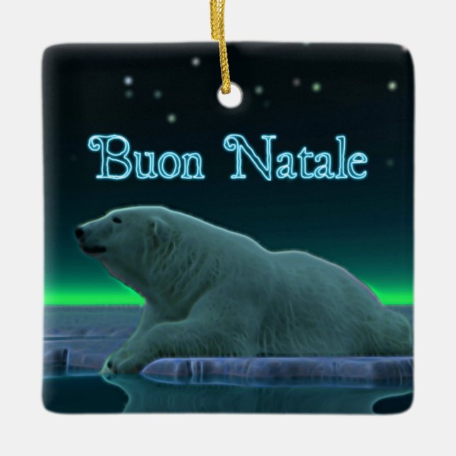 Buon Natale - Ice Edge Polar Bear Ceramic Ornament (Front)
