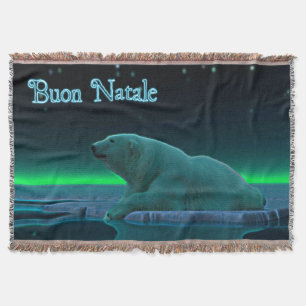 Buon Natale - Ice Edge Polar Bear Throw Blanket