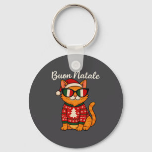 Buon Natale Italian Cat Christmas, Italy Pride Hol Keychain