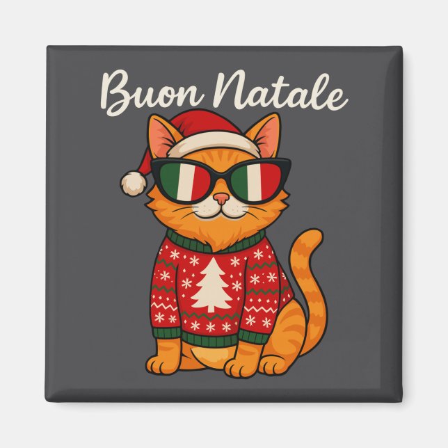 Buon Natale Italian Cat Christmas, Italy Pride Hol Magnet (Front)