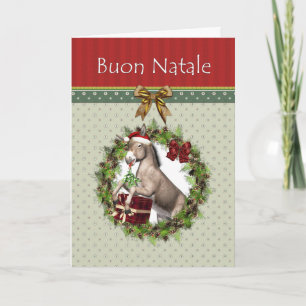 Buon Natale Italian Christmas Donkey Blank Card