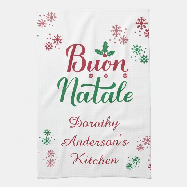 Buon Natale Italian Christmas Kitchen Kitchen Towel (Vertical)
