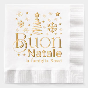 Buon Natale Italian Christmas Party Custom Foil Napkins