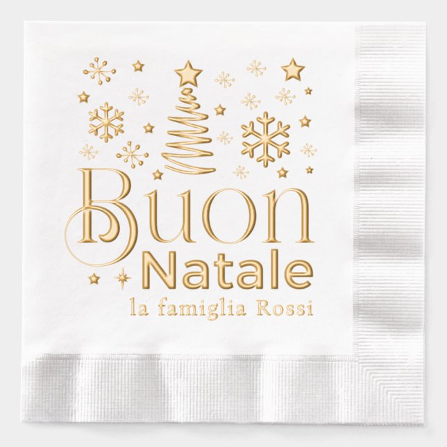 Buon Natale Italian Christmas Party Custom Foil Napkins (Front)
