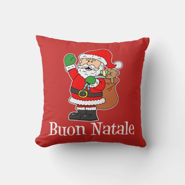 Buon Natale Italian Christmas Santa Throw Pillow (Front)