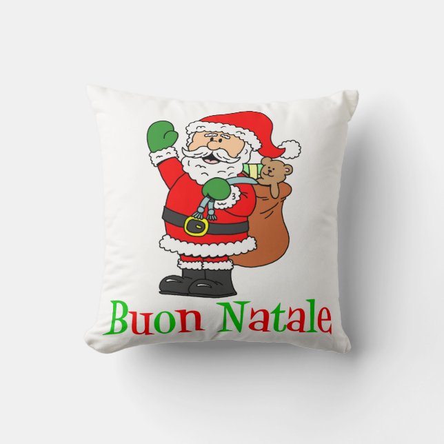 Buon Natale Italian Christmas Santa Throw Pillow (Front)