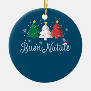 Buon Natale Italian Christmas Tree Ceramic Ornament