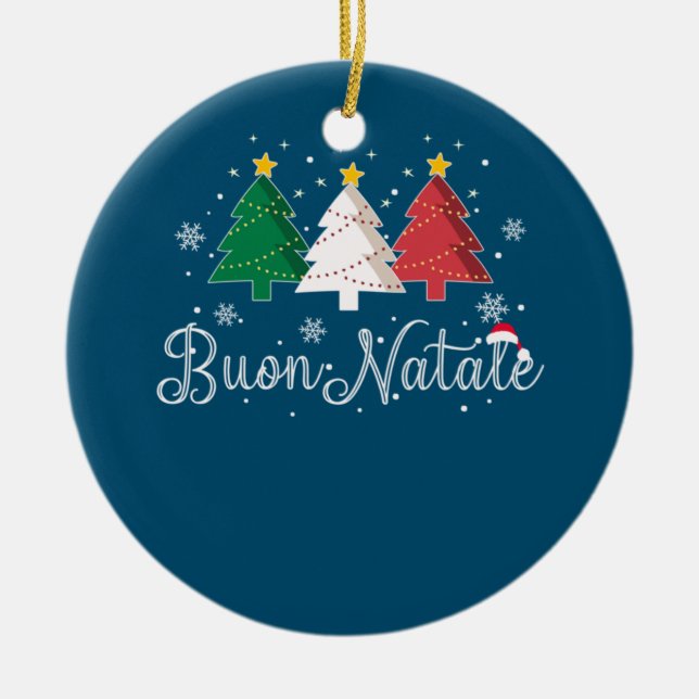 Buon Natale Italian Christmas Tree Ceramic Ornament (Front)