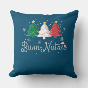Buon Natale Italian Christmas Tree Throw Pillow