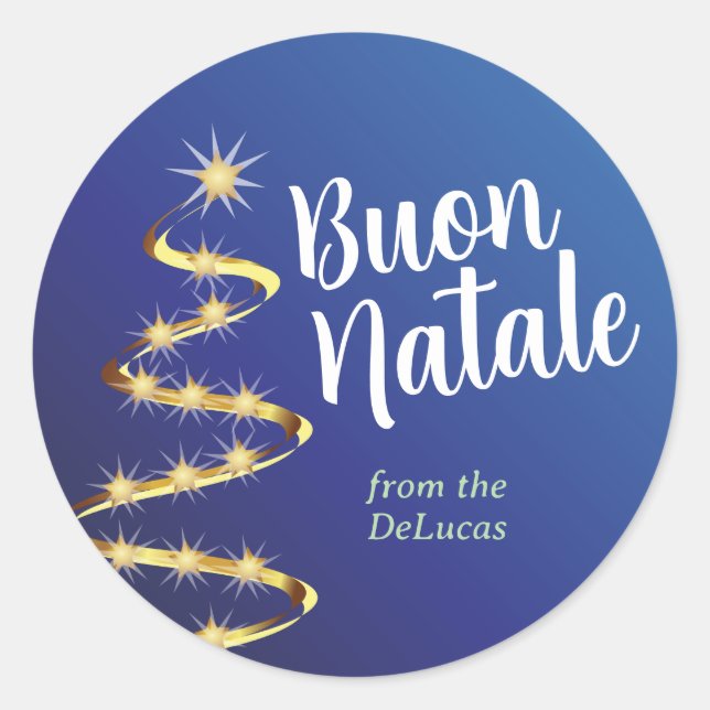 Buon Natale Italian Christmas with any name Classic Round Sticker (Front)