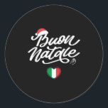 Buon Natale Italian Family Christmas, Italy Pride  Classic Round Sticker<br><div class="desc">Buon Natale Italian Family Christmas,  Italy Pride Holiday</div>