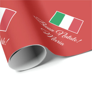 Buon Natale Italian flag Christmas Holiday custom Wrapping Paper