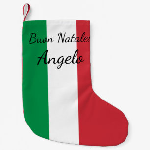 Buon Natale Italian flag personalized name Holiday Small Christmas Stocking