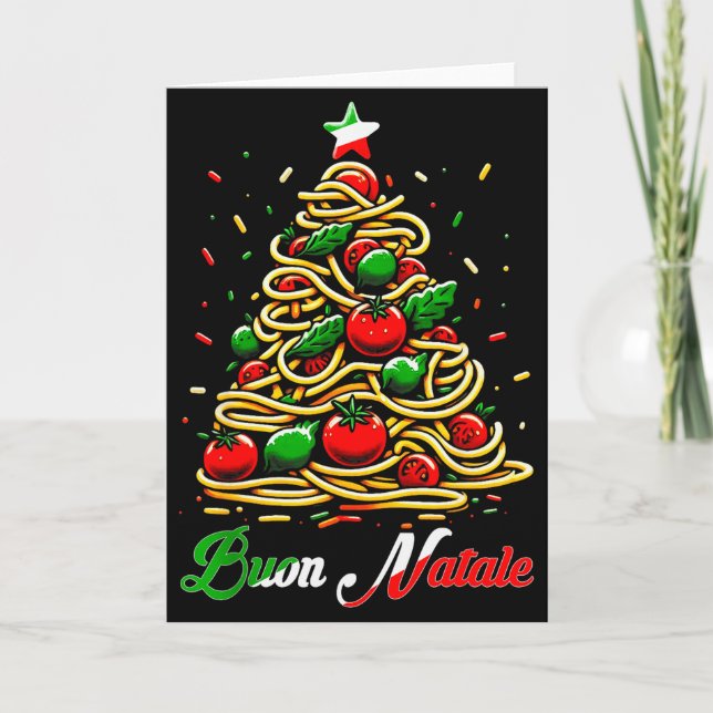 Buon Natale Italian Pasta Christmas Tree Xmas For  Card (Front)