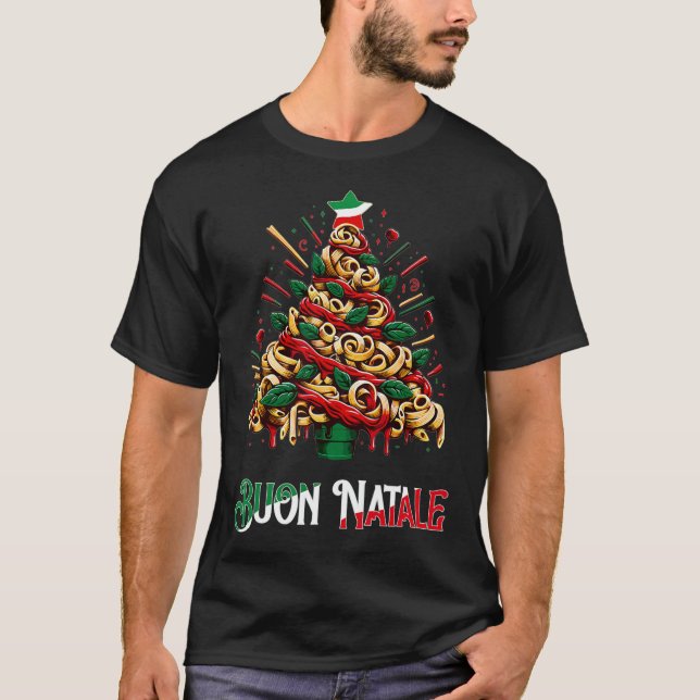 Buon natale italian pasta christmas tree xmas for  T-Shirt (Front)