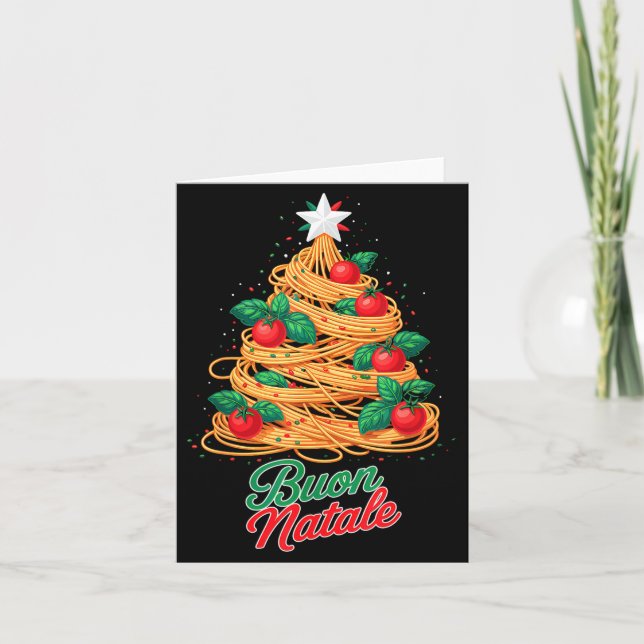 Buon Natale Italian Pasta Spaghetti Funny Christma Card (Front)