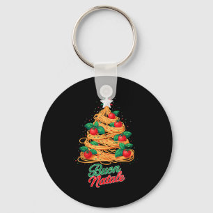 Buon Natale Italian Pasta Spaghetti Funny Christma Keychain