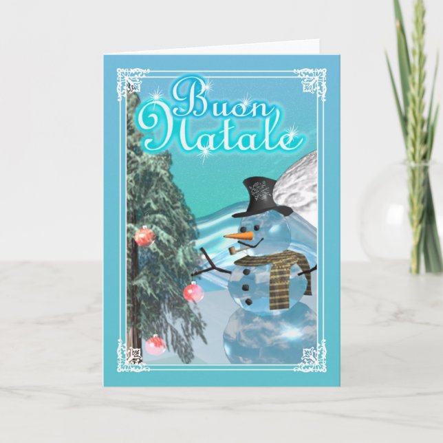 Buon Natale Italian Snowman Merry Christmas card (Front)