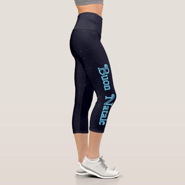 Buon Natale On Stars Capri Leggings (Right)