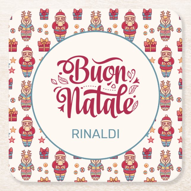 Buon Natale Personalized Square Paper Coaster (Front)