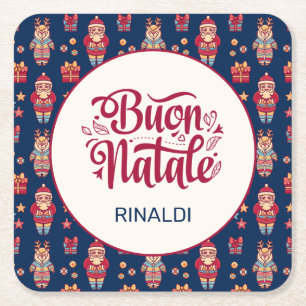 Buon Natale Personalized Square Paper Coaster