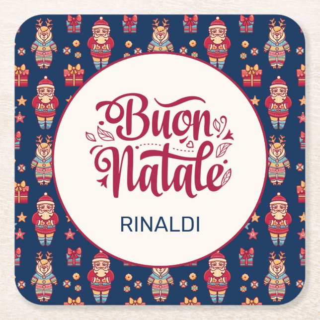 Buon Natale Personalized Square Paper Coaster (Front)