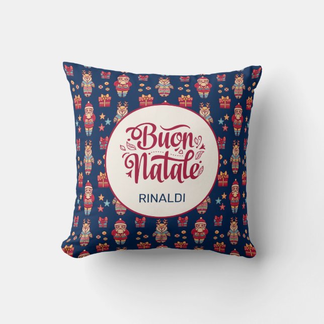 Buon Natale Personalized Throw Pillow (Front)