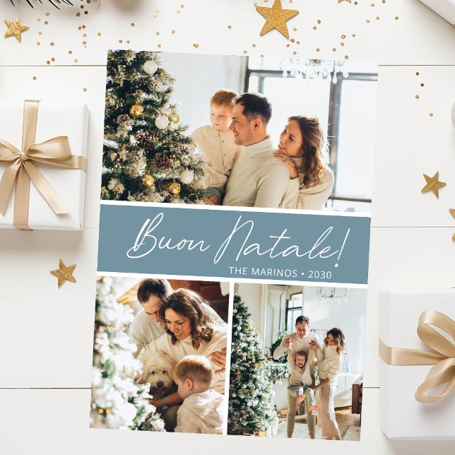 Buon Natale Photo Collage Holiday Card (Creator Uploaded)
