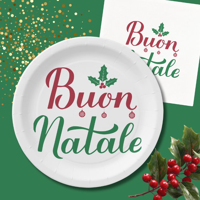 Buon Natale Red and Green Christmas  Paper Plate (Creator Uploaded)