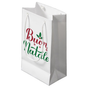 Buon Natale Red and Green Christmas  Small Gift Bag