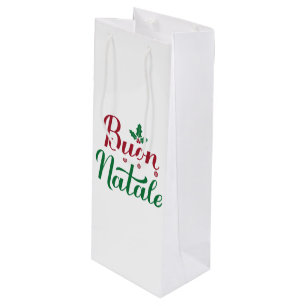 Buon Natale Red and Green Christmas  Wine Gift Bag