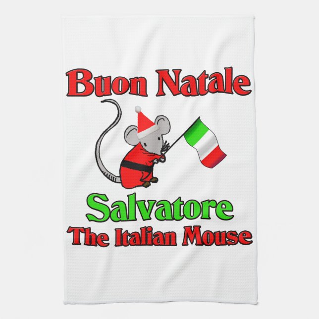 Buon Natale Salvatore The Italian Mouse Kitchen Towel (Vertical)