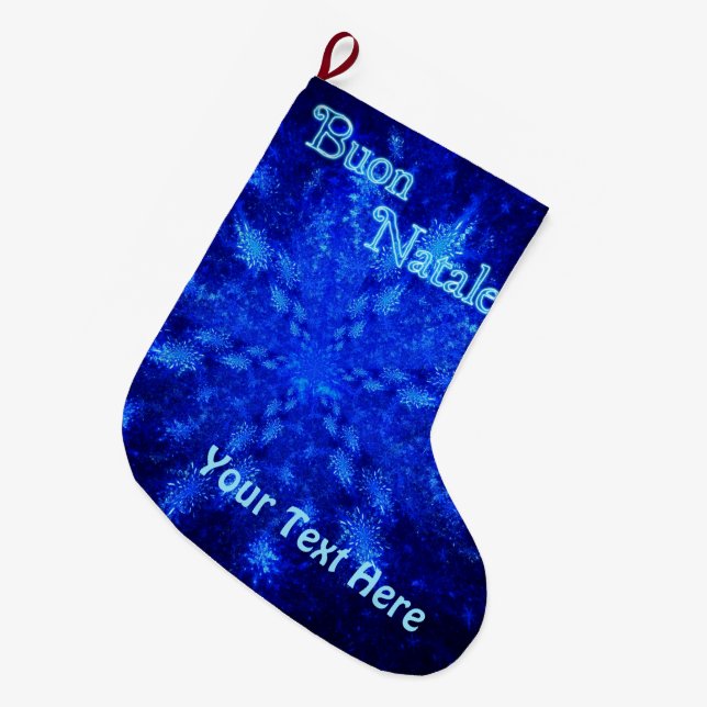 Buon Natale - Snowburst Large Christmas Stocking (Front (Hanging))