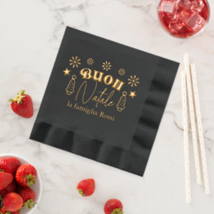 Buon Natale Snowflakes Italian Family Christmas Foil Napkins