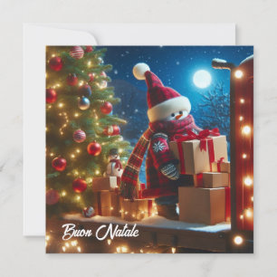 Buon Natale tree transporter bringing gifts Holiday Card