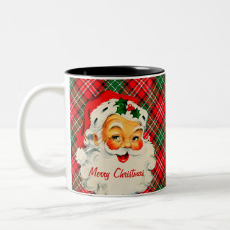 Buon Natale Vintage Père Noël Plaid Mug