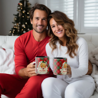 Buon Natale Vintage Père Noël Plaid Mug