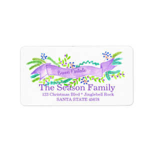 Buon Natale, watercolor Christmas banner Label